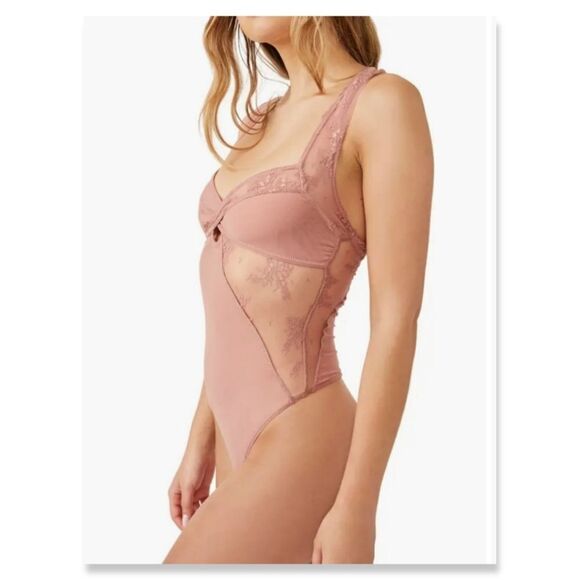NWT/NWOT Free People Sheer Things Lace Trim Mesh Bodysuit - Picture 4 of 9